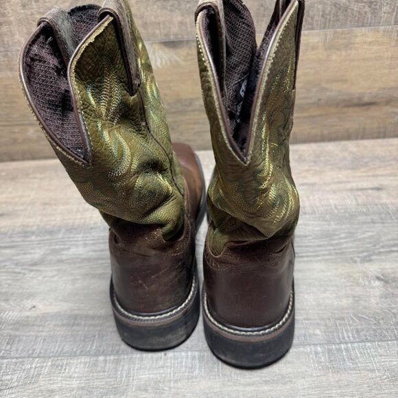 Justin Stampede Collection Leather Steel Toe Western Boots Men's Size 11D - Picture 3 of 7